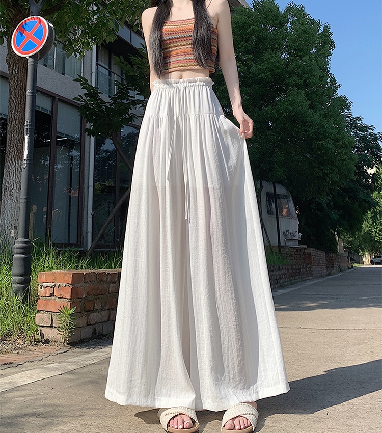 A-line fold long Casual flax culottes for women