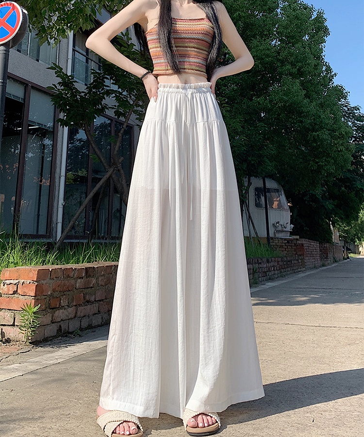 A-line fold long Casual flax culottes for women