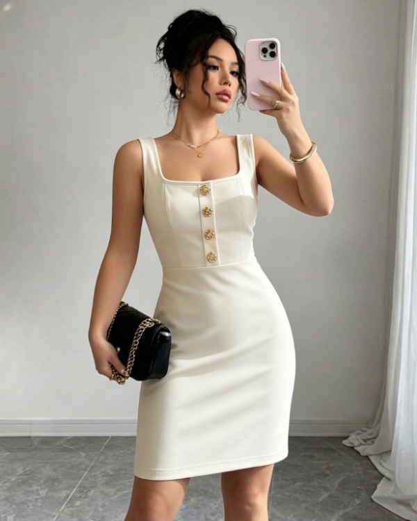 Fashion pinched waist dress for women