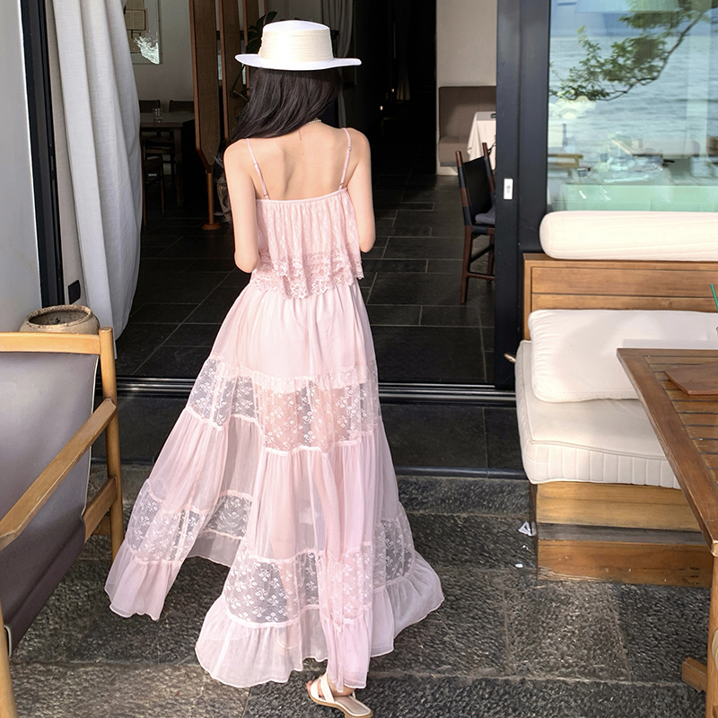 Summer splice vest hollow sling T-back a set for women