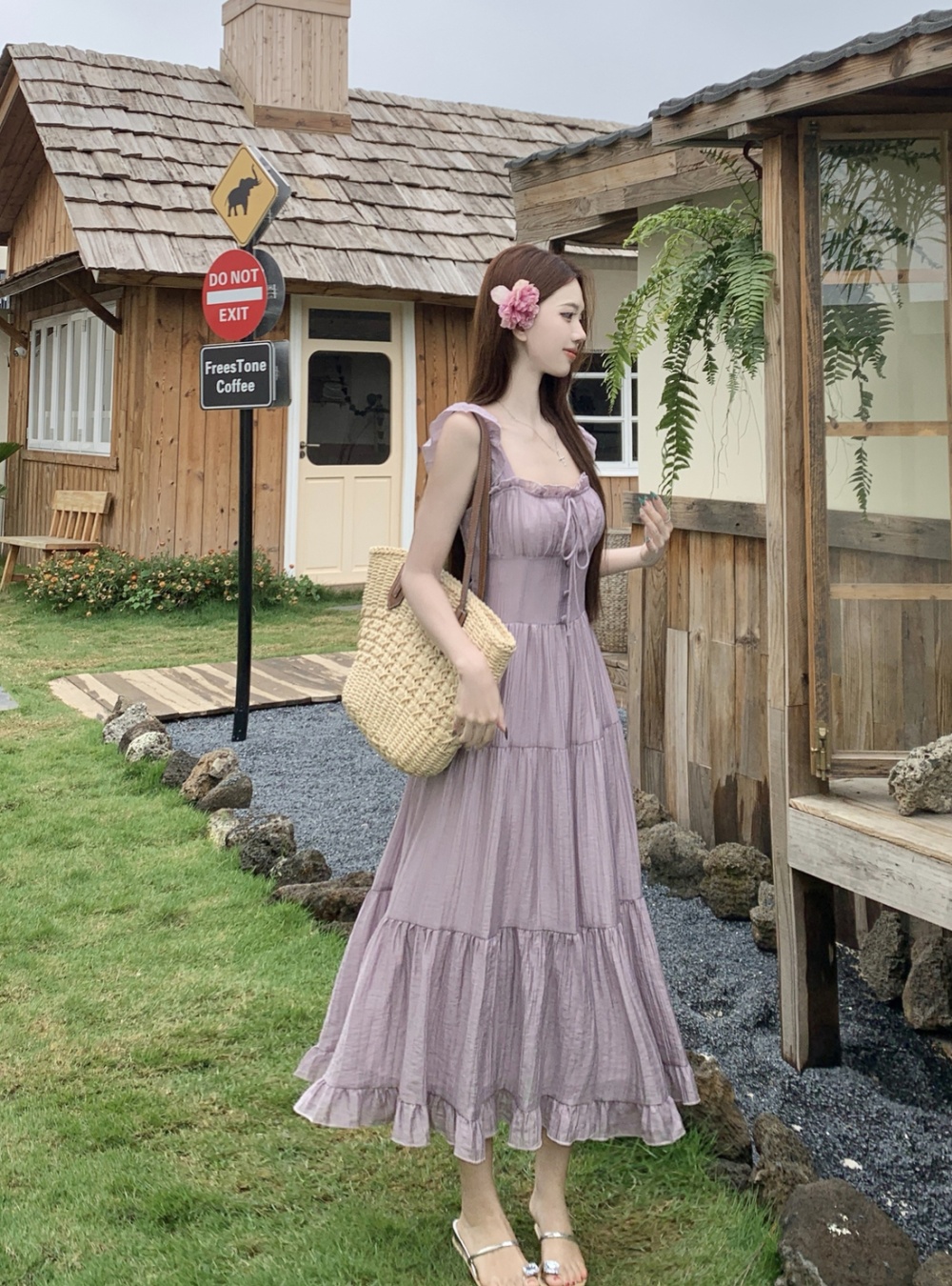 Summer France style autumn large yard sling dress for women