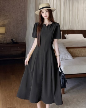 Large yard Hepburn style dress black long dress