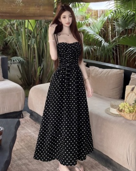 A-line large yard long dress pinched waist dress for women