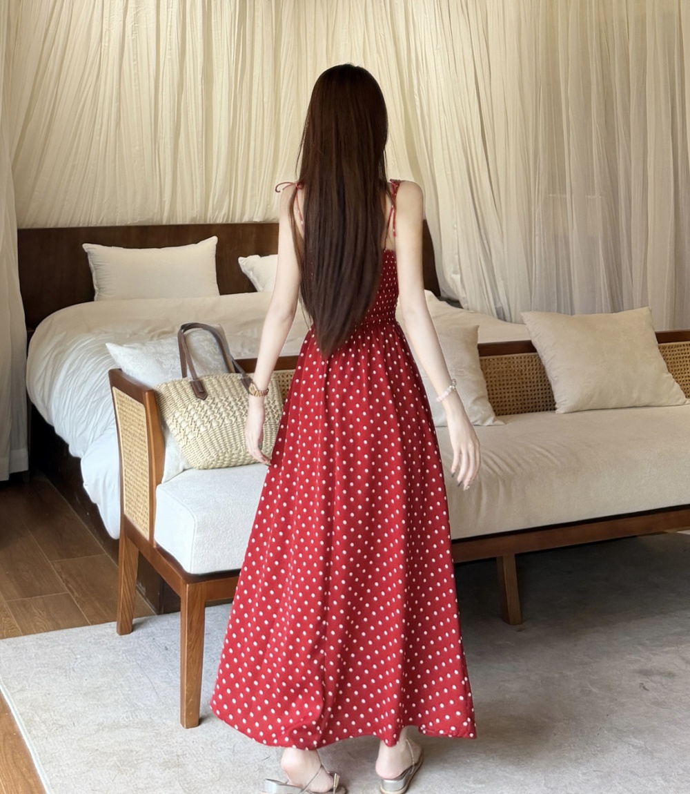 A-line large yard long dress pinched waist dress for women