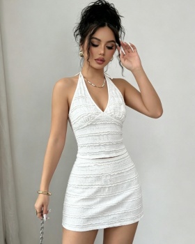 Sling skirt halter tops 2pcs set for women