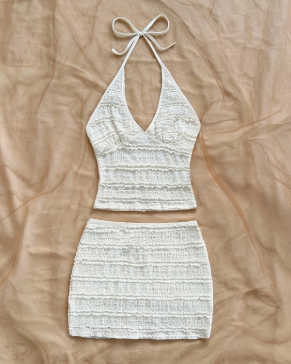 Sling skirt halter tops 2pcs set for women