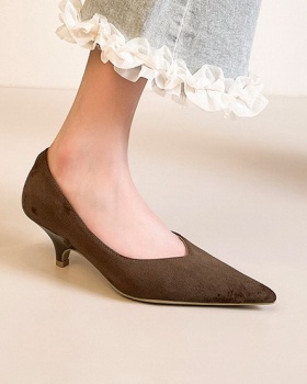Middle-heel broadcloth shoes profession lazy shoes