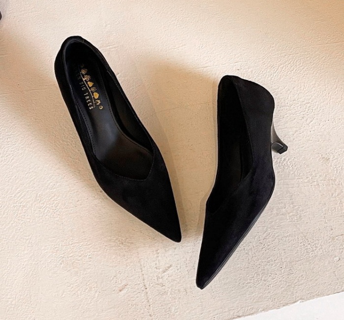 Middle-heel broadcloth shoes profession lazy shoes
