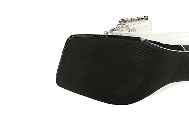 Sexy rhinestone slippers European style square head lazy shoes