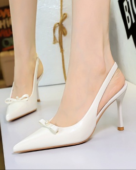 Hollow fashion patent leather bow shoes for women
