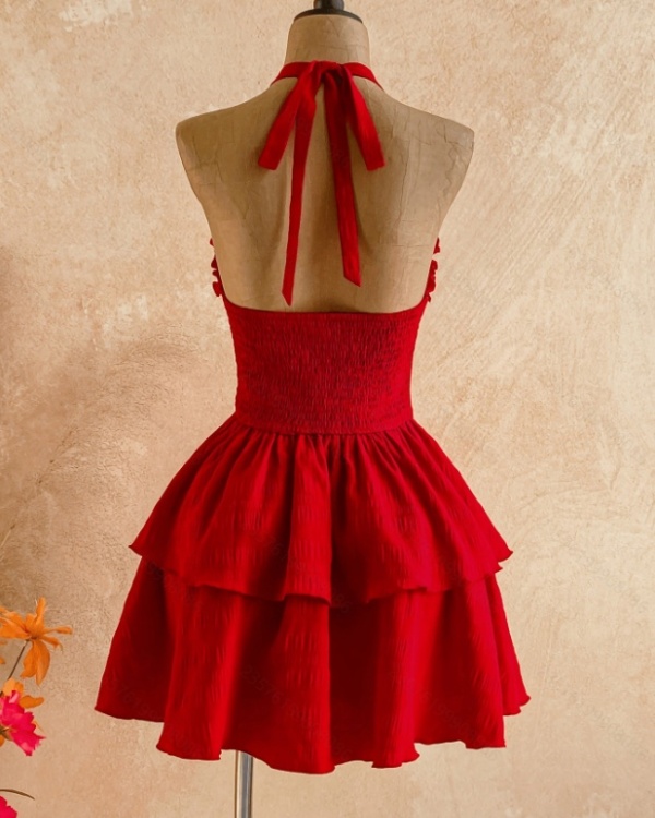 Asymmetry hem halter dress mini waist chains for women