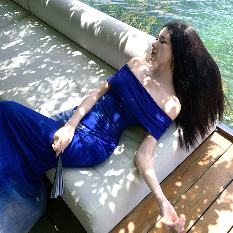 Fashion flowers long dress blooming printing dress