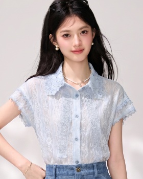 All-match unique tops anti emptied blooming shirt for women