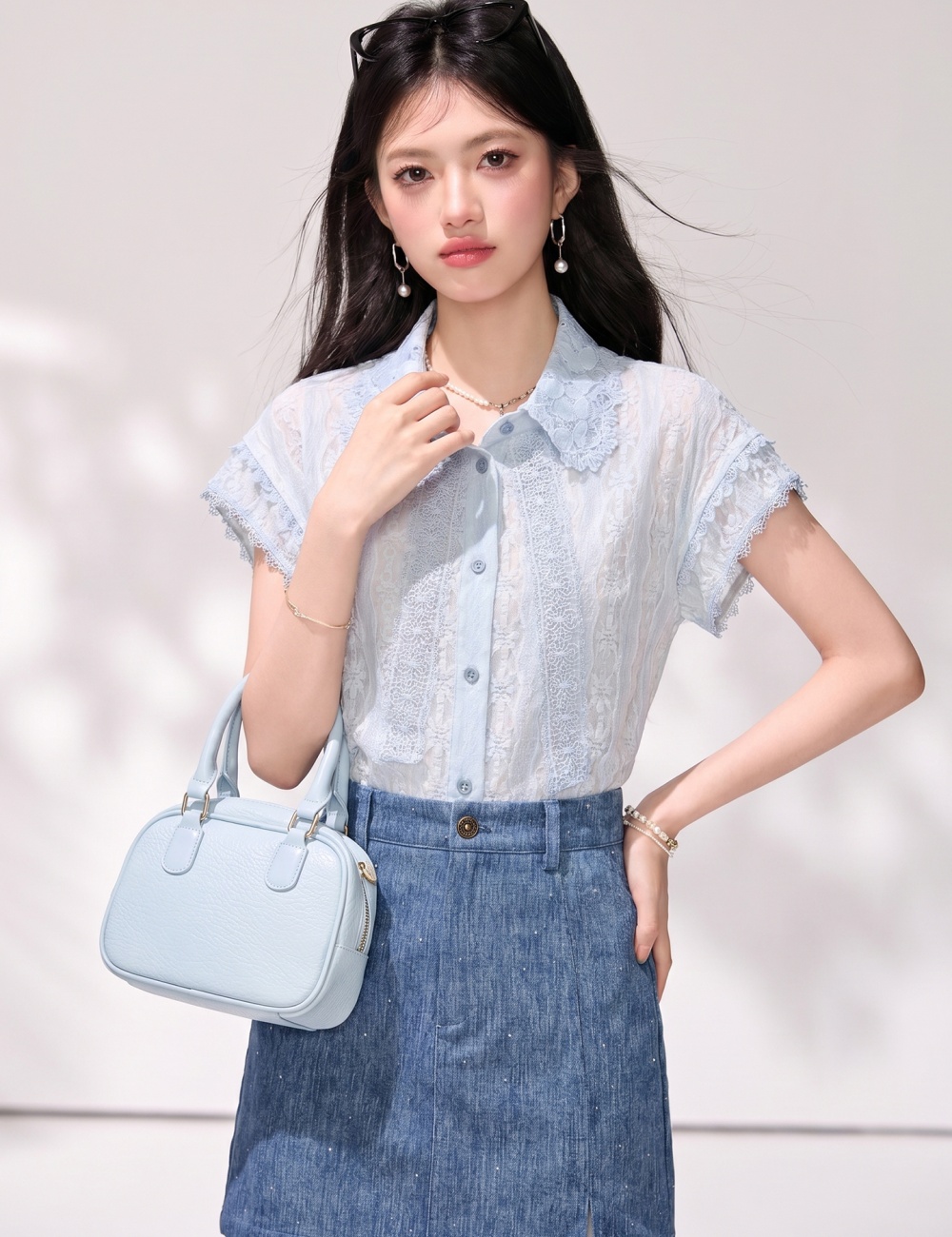 All-match unique tops anti emptied blooming shirt for women