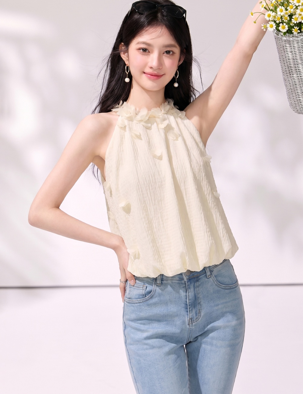 Sling white strapless vest halter summer tops