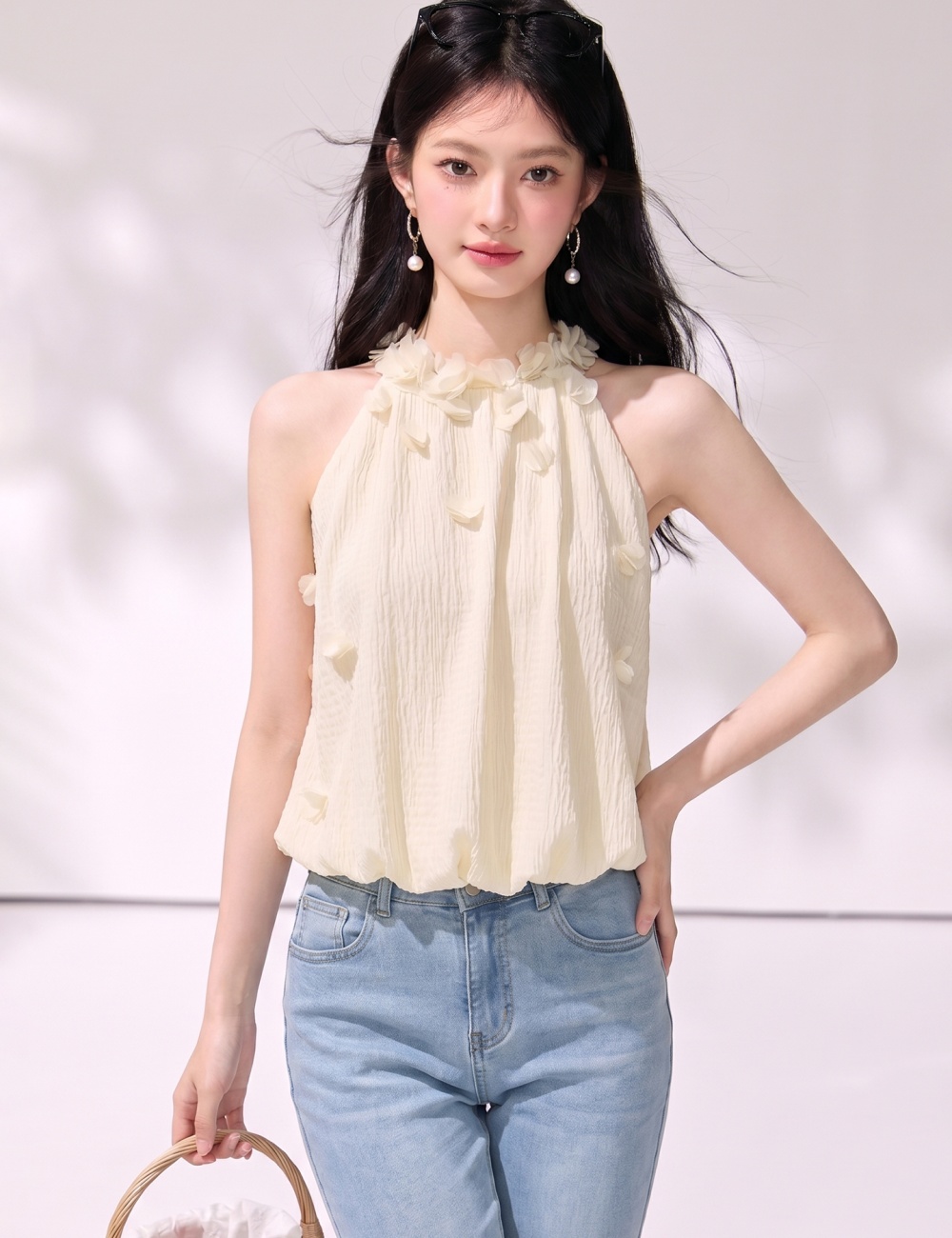 Sling white strapless vest halter summer tops
