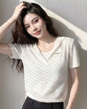 Korean style knitted tops hollow T-shirt