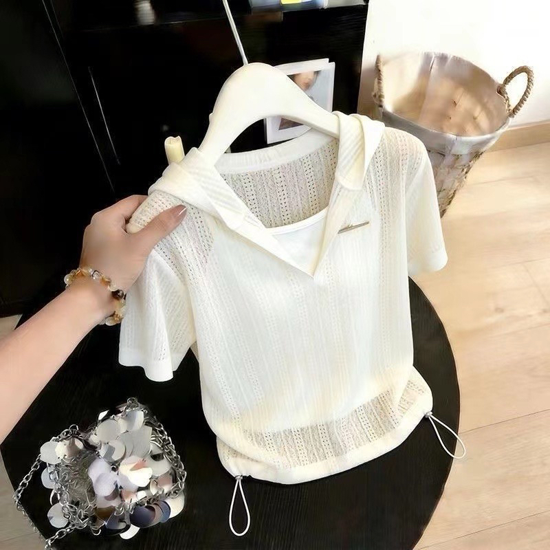 Korean style knitted tops hollow T-shirt