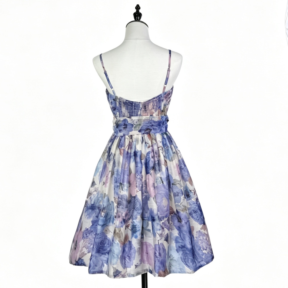 Printing sleeveless dress high waist frenum T-back