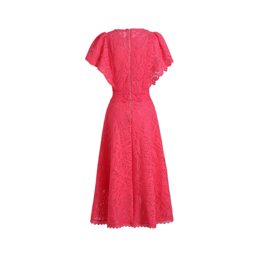 Light luxury slim boats sleeve fashion lace dress a set