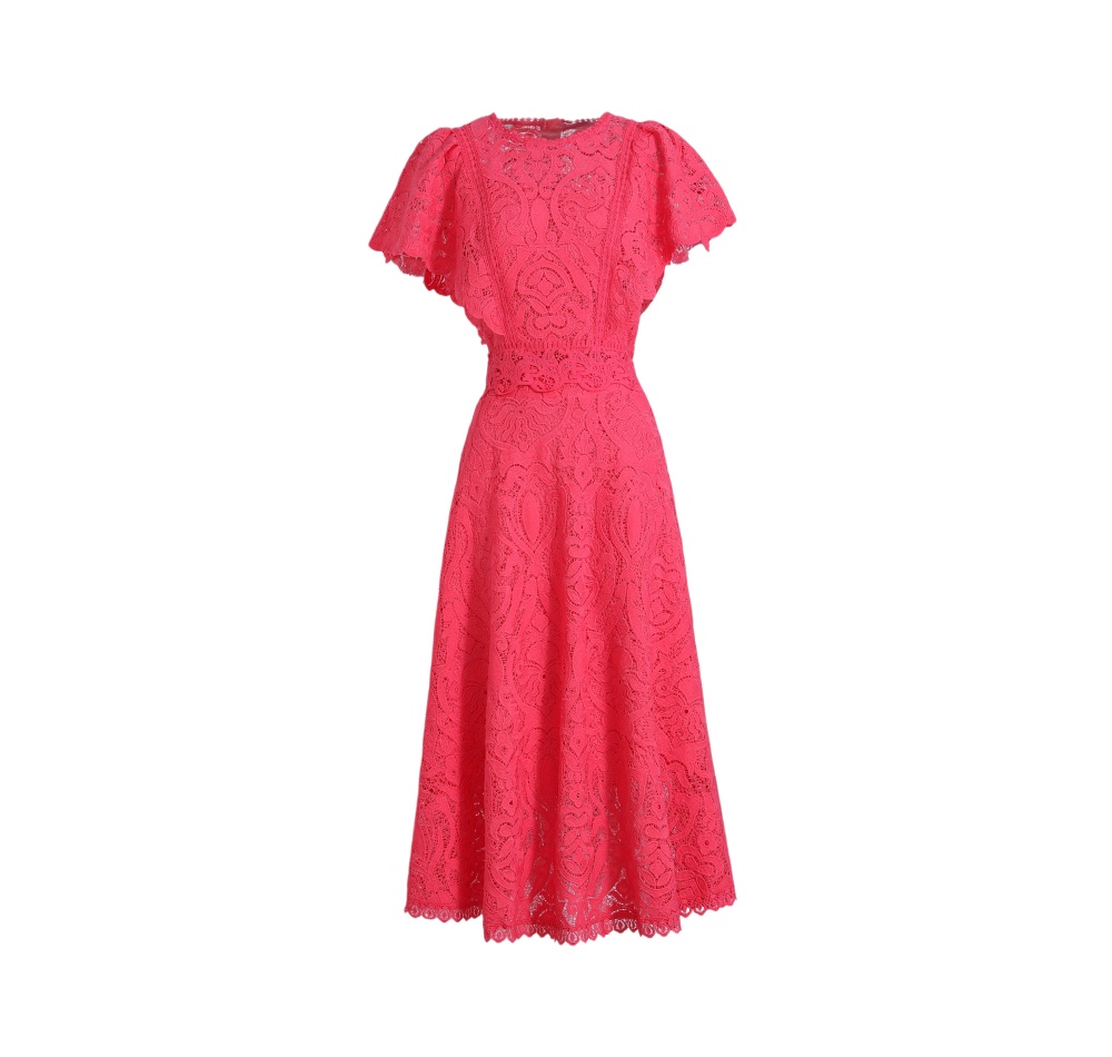 Light luxury slim boats sleeve fashion lace dress a set