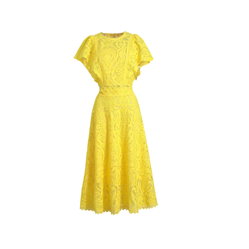 Boats sleeve lace light luxury hollow fashion dress a set