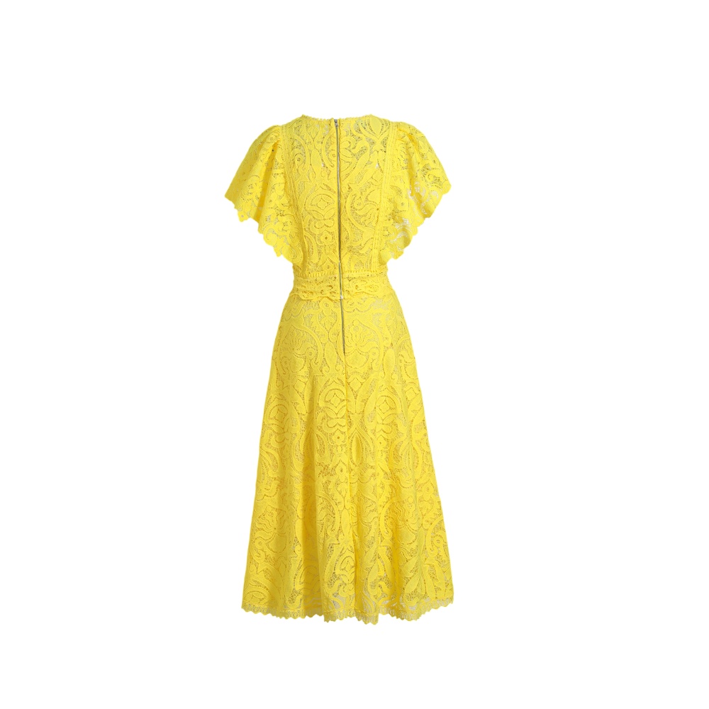 Boats sleeve lace light luxury hollow fashion dress a set