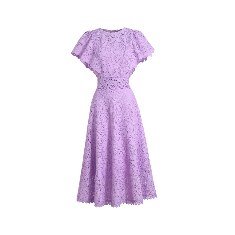 Boats sleeve hollow light luxury fashion lace dress a set