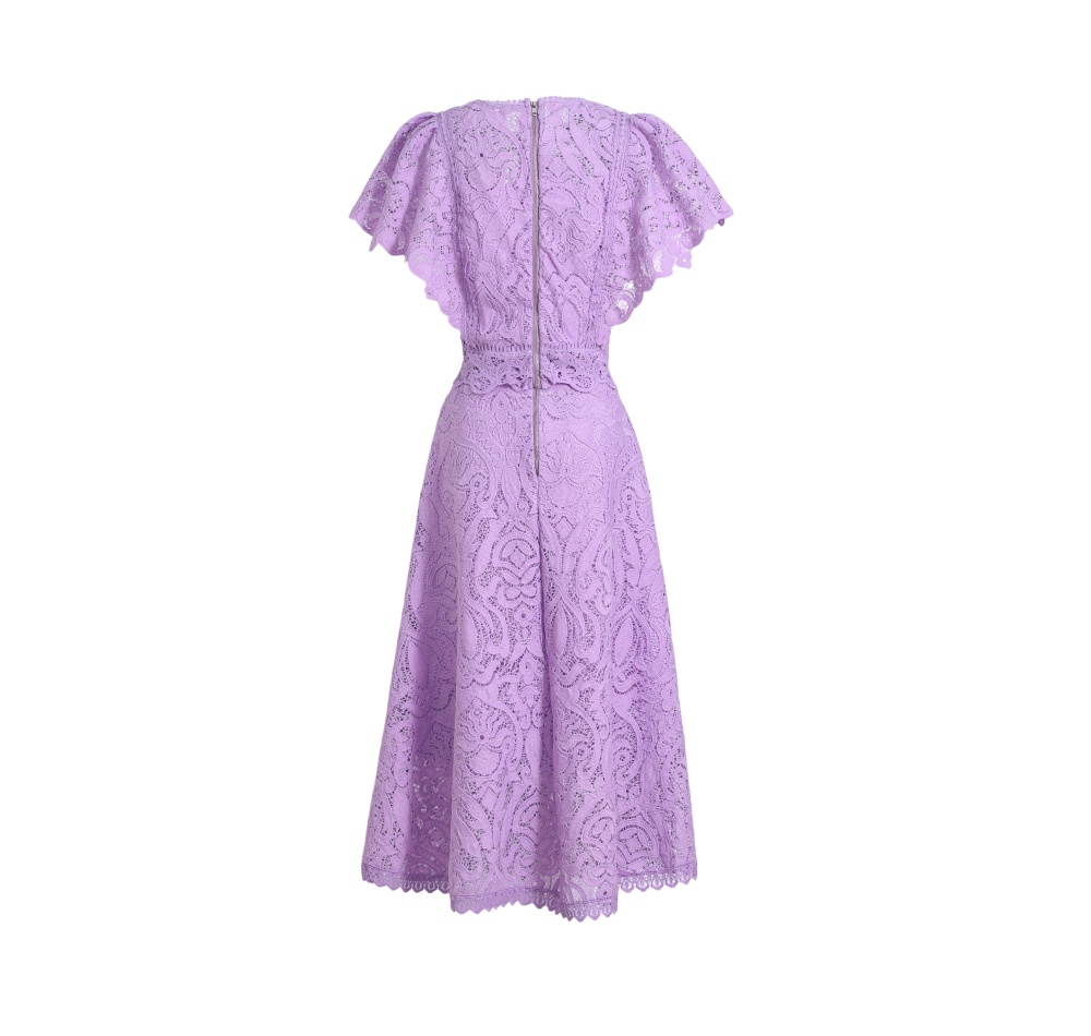 Boats sleeve hollow light luxury fashion lace dress a set