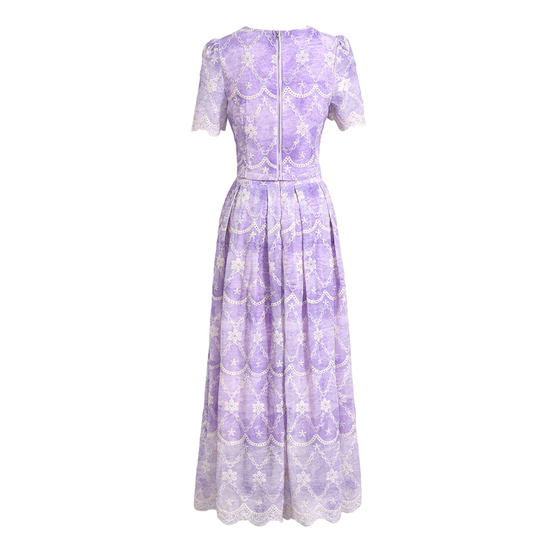 Printing round neck light luxury slim dress a set