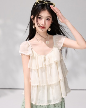 Fresh lotus leaf edges doll shirt summer tops
