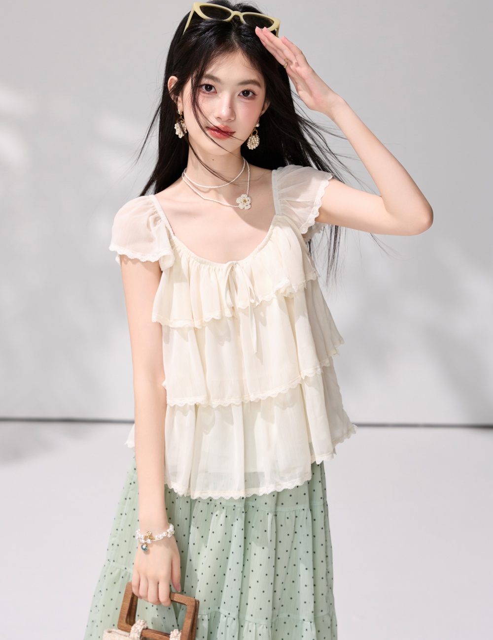 Fresh lotus leaf edges doll shirt summer tops