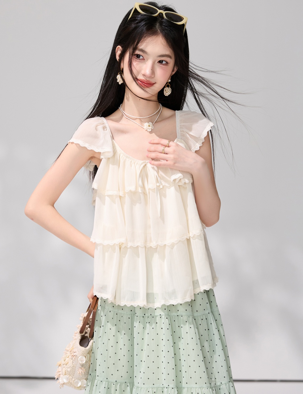 Fresh lotus leaf edges doll shirt summer tops