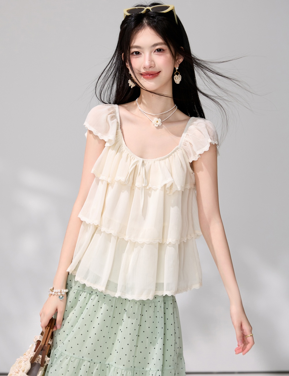 Fresh lotus leaf edges doll shirt summer tops