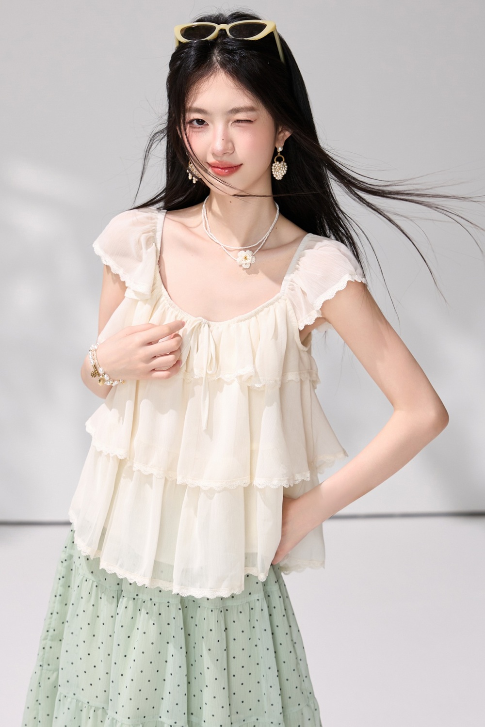 Fresh lotus leaf edges doll shirt summer tops