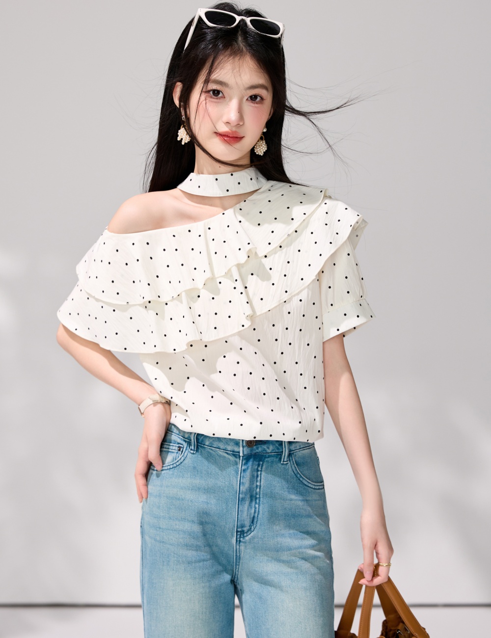 Chiffon tops short sleeve small shirt for women