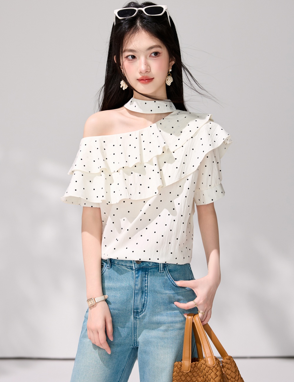 Chiffon tops short sleeve small shirt for women
