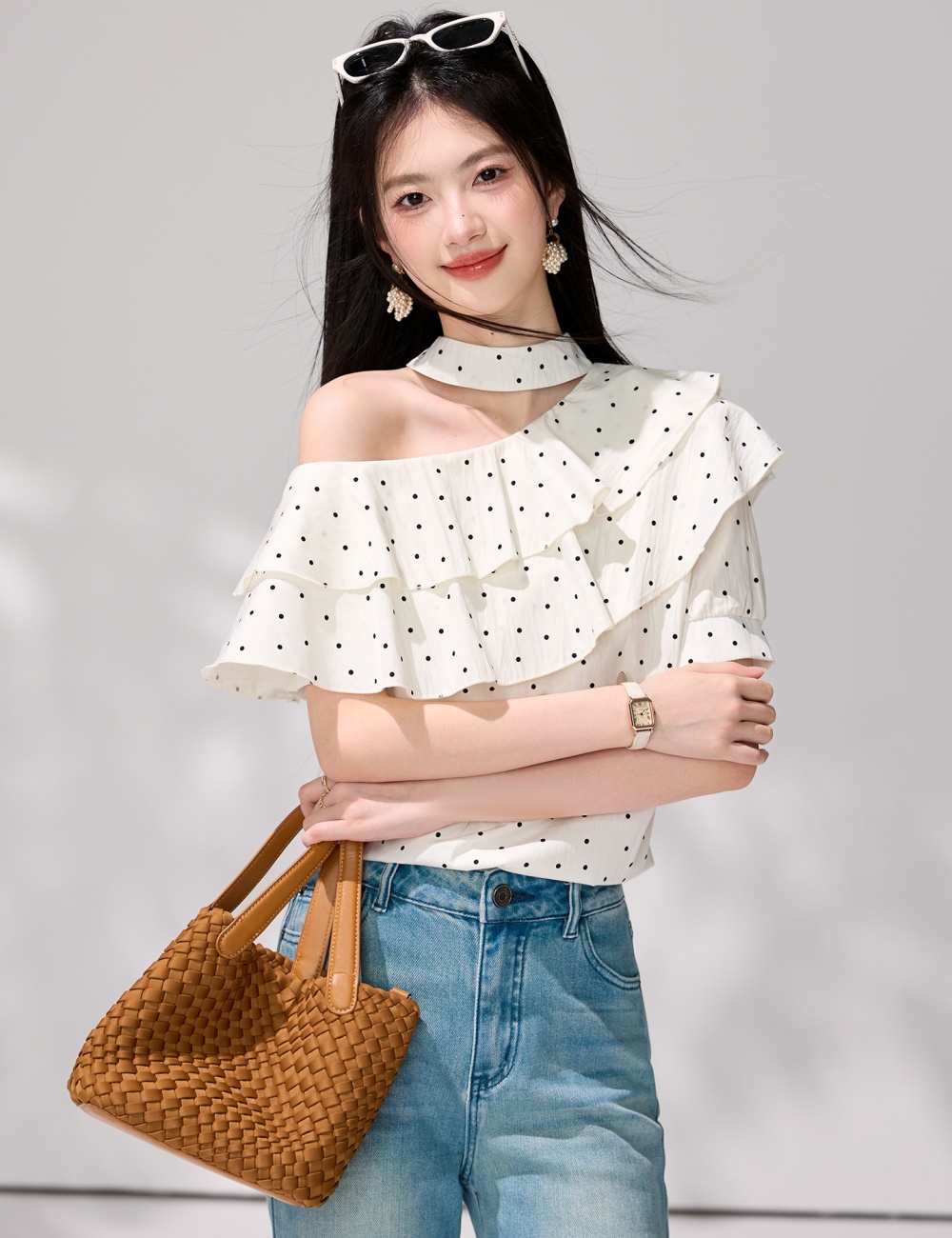 Chiffon tops short sleeve small shirt for women