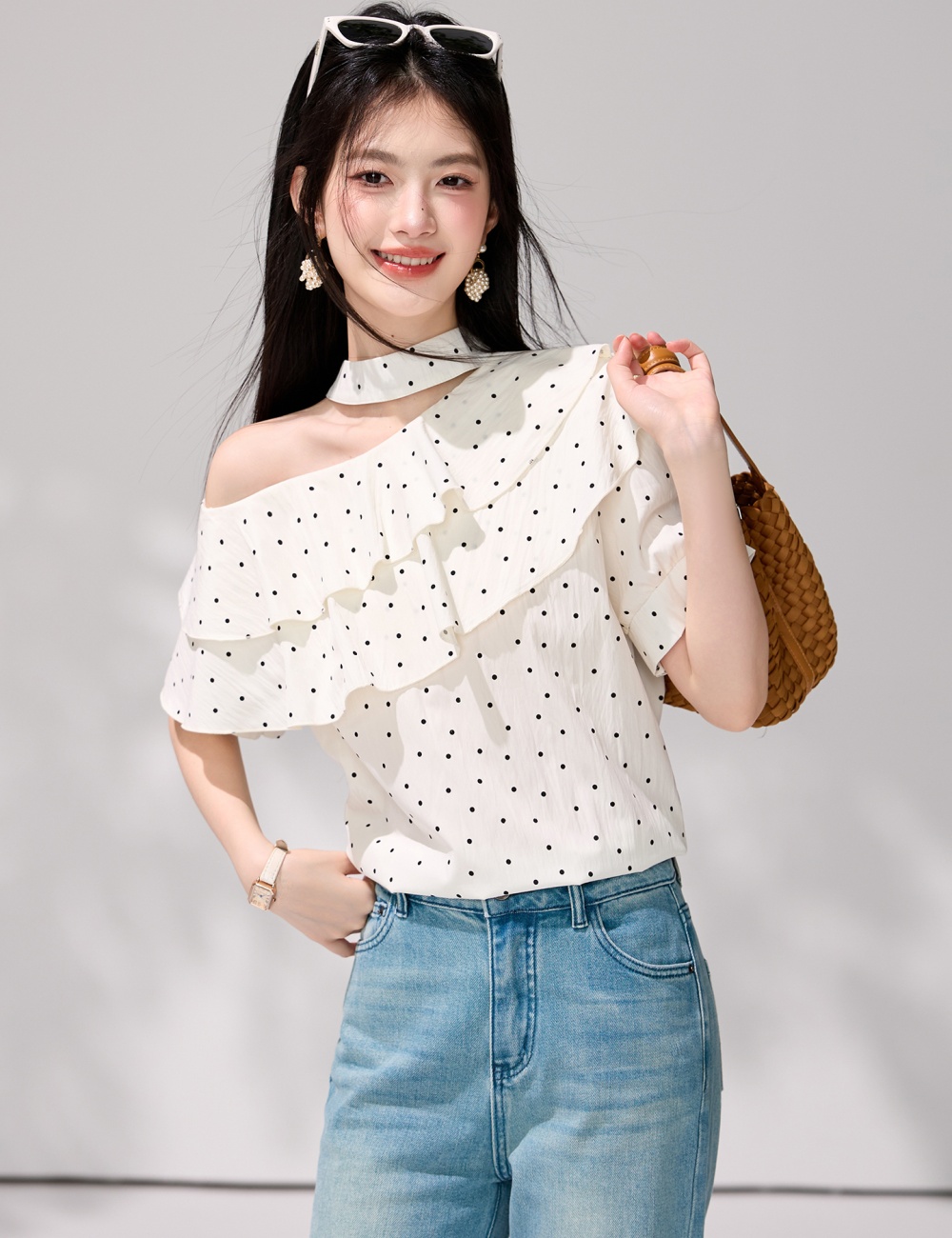 Chiffon tops short sleeve small shirt for women