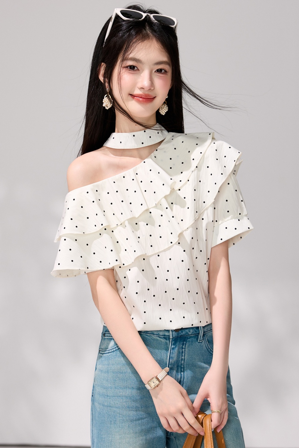 Chiffon tops short sleeve small shirt for women