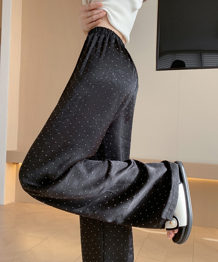 Drape wide leg pants ice silk pants for women
