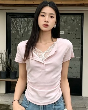 France style temperament T-shirt lace tops for women