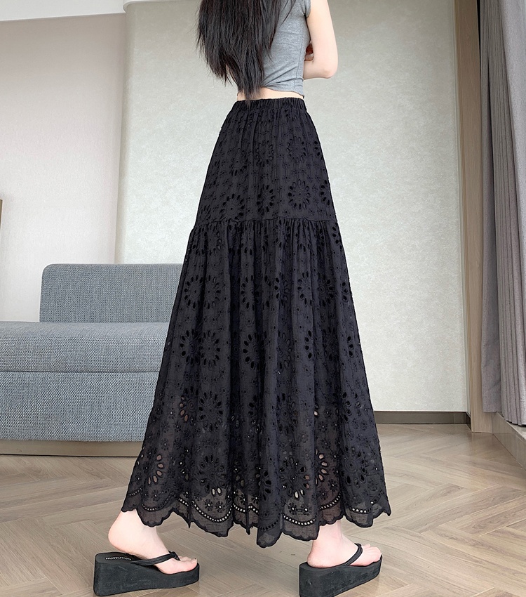 Lace hollow skirt high waist big skirt long skirt