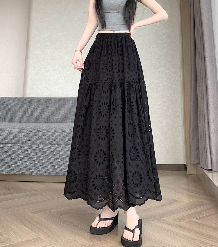 Lace hollow skirt high waist big skirt long skirt