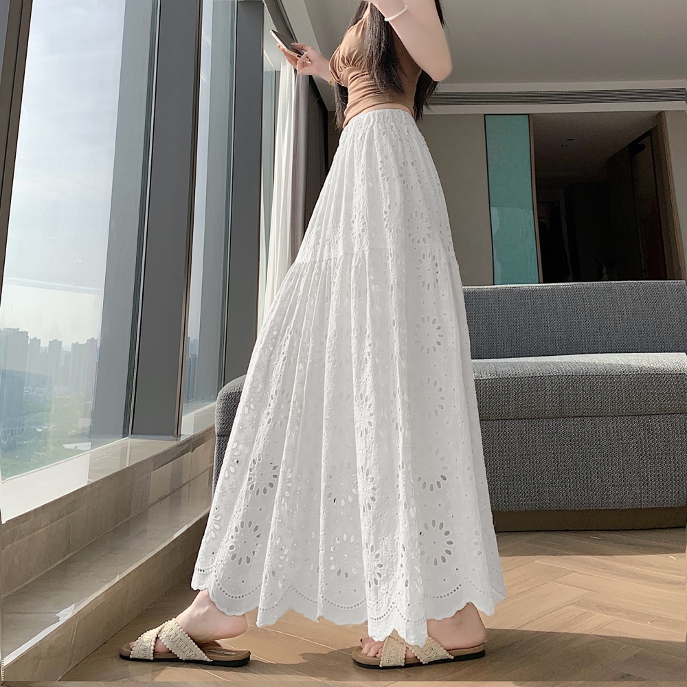 Lace hollow skirt high waist big skirt long skirt