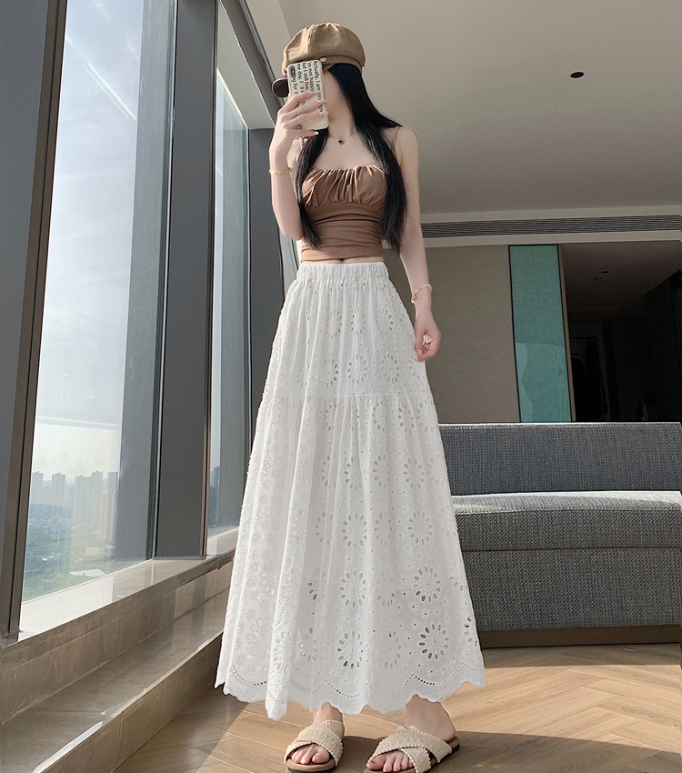 Lace hollow skirt high waist big skirt long skirt