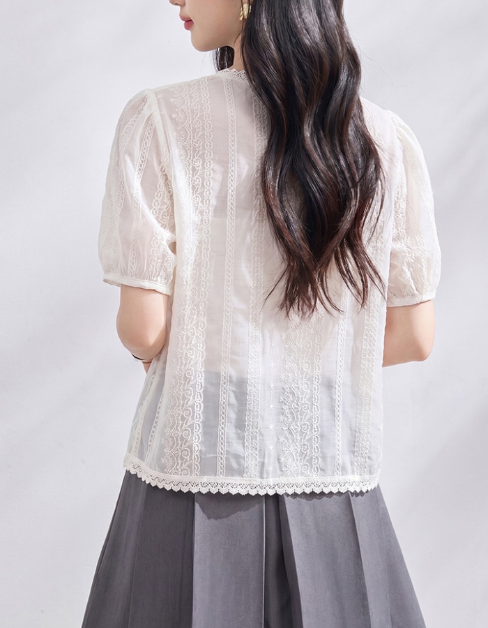 All-match V-neck shirt summer Korean style tops for women