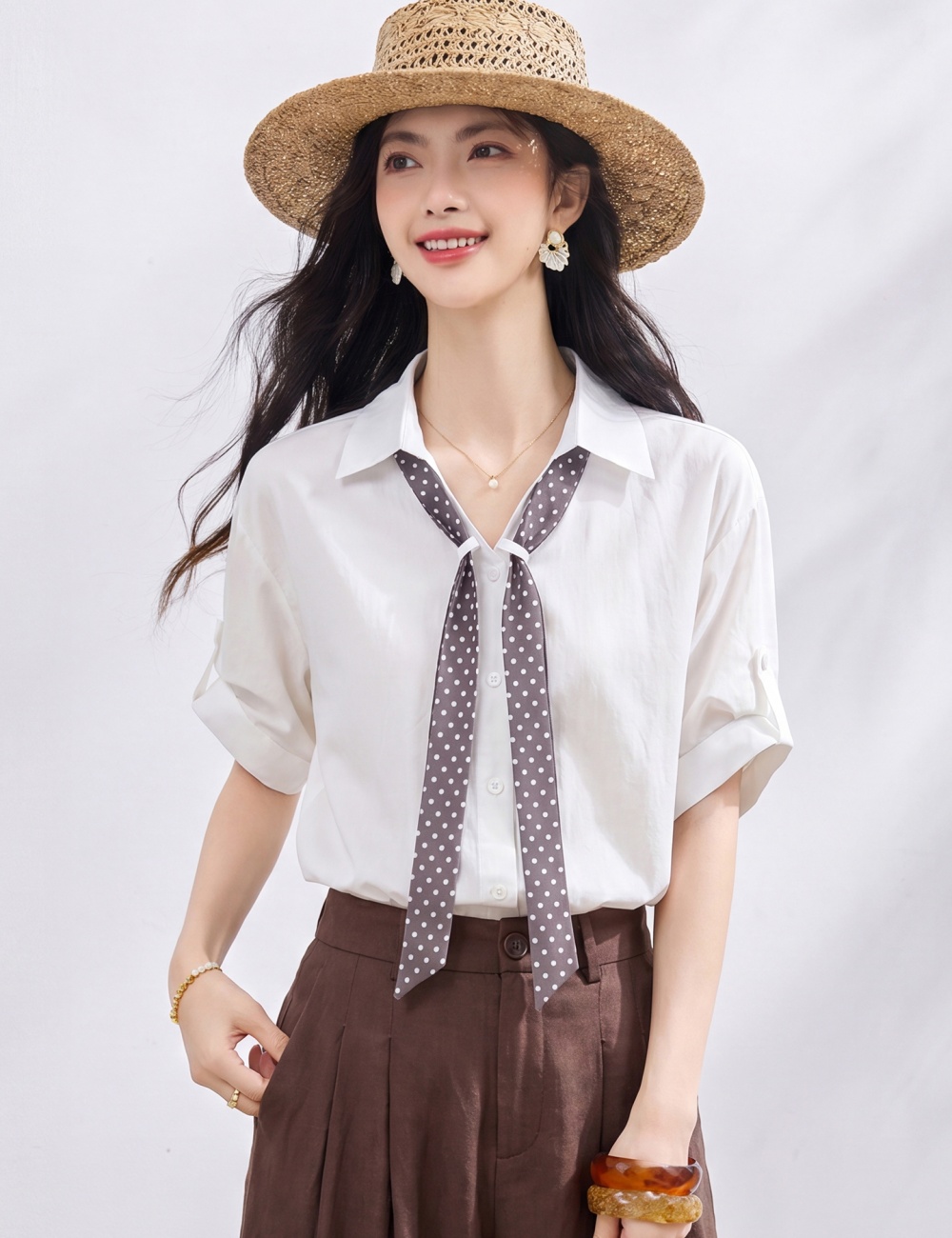 Slim summer scarves loose simple shirt for women
