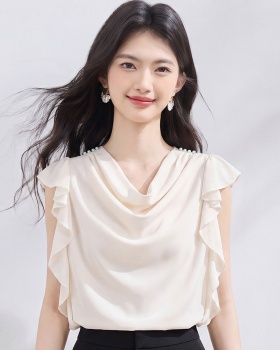 All-match summer small shirt heap collar tops