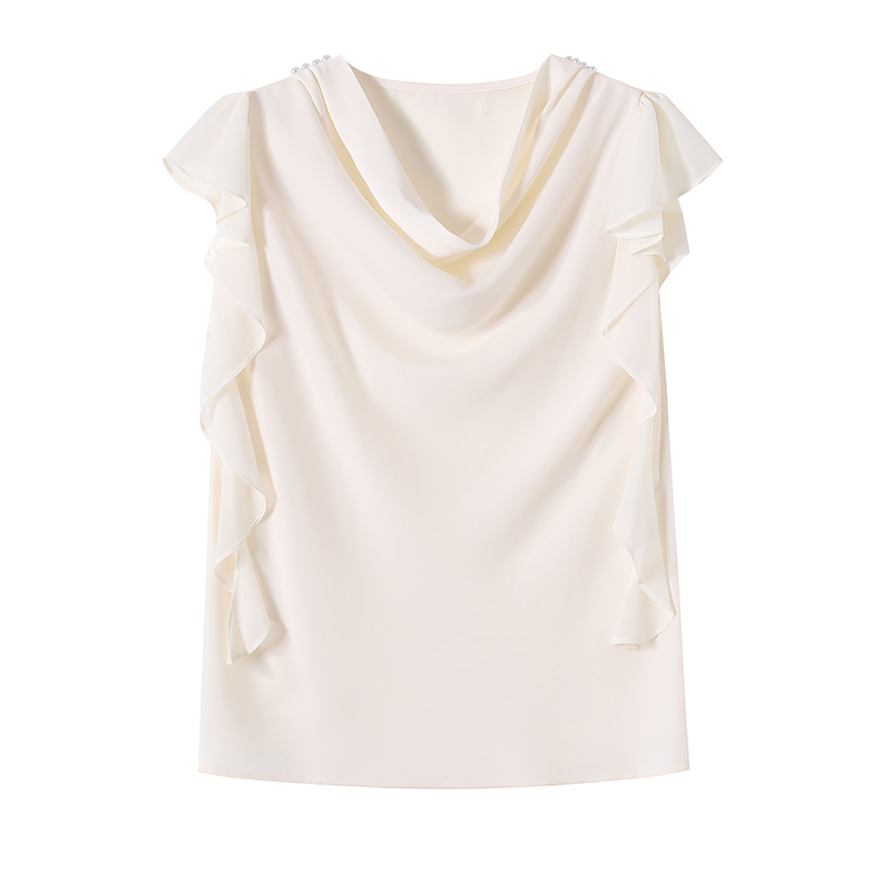 All-match summer small shirt heap collar tops